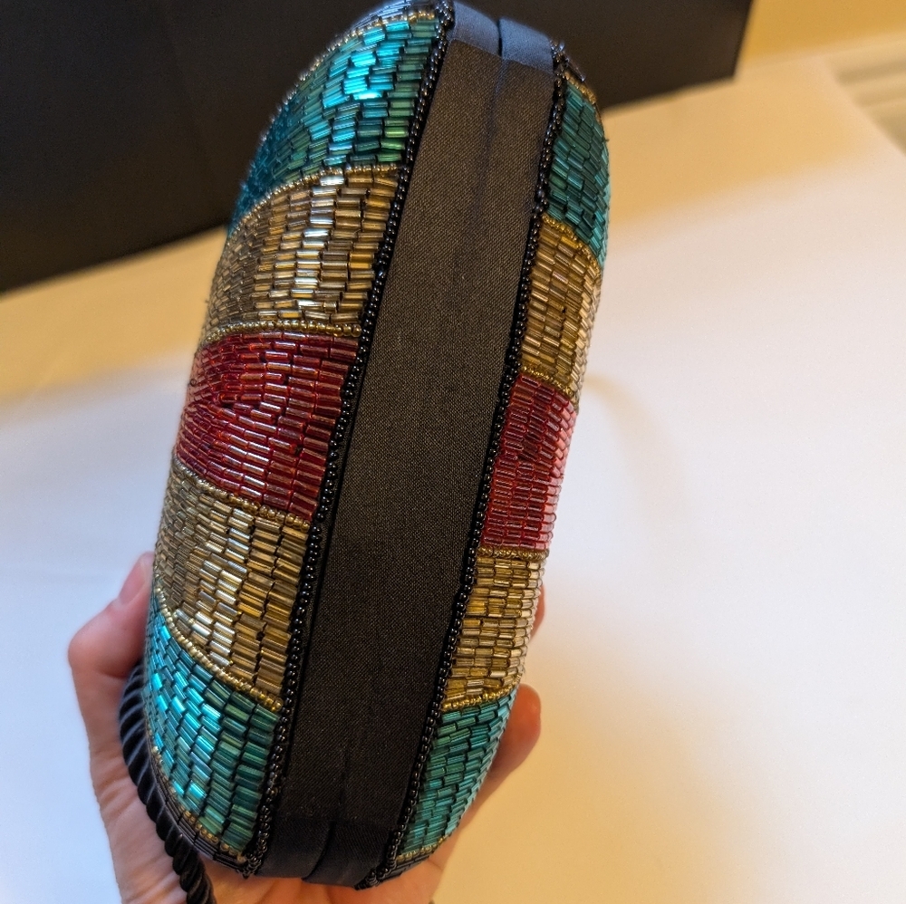 Bob Mackie Beaded Clutch in Black, Gold, Red, Teal - Picture 5 of 13